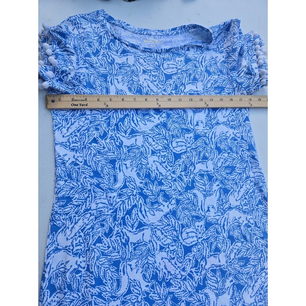 Lilly  pulitzer lissie 100% pima cotton pom pom dress blue white foxes sz M - Picture 7 of 9